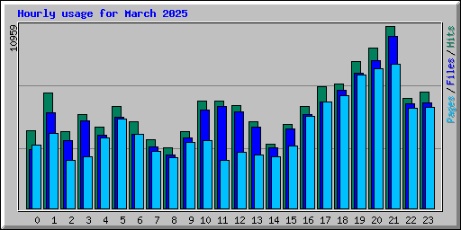 Hourly usage for March 2025